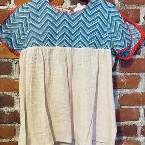 THML Embroidered Chevron + Lace Top_Small